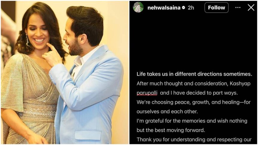 Saina Nehwal Announces Separation from Husband Parupalli Kashyap
