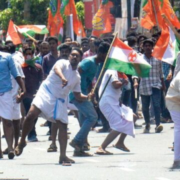 Kerala: Youth Congress members hold a demonstration regarding the Kottayam building collapse