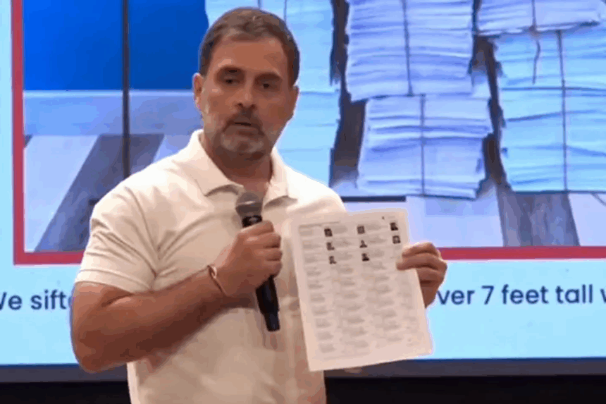 Rahul Gandhi Accuses EC-BJP Nexus of ‘Vote Chori’ in Lok Sabha Elections; Cites Over 1 Lakh Duplicate Voters in Karnataka