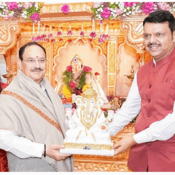 BJP President JP Nadda Offers Prayers at Lalbaugcha Raja, Seeks Blessings for Atmanirbhar Bharat