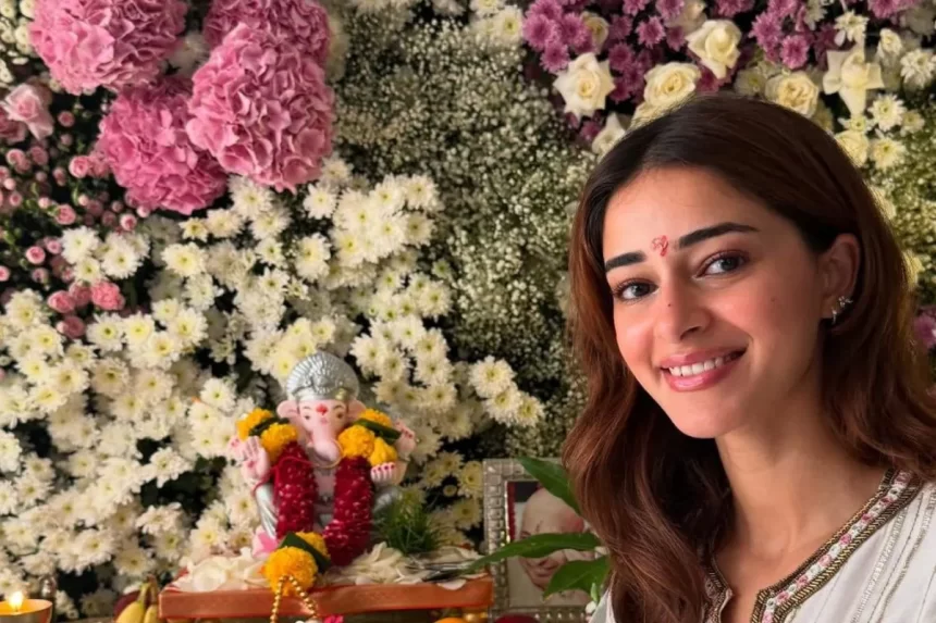 Ananya Panday Celebrates Eco-Friendly Ganesh Visarjan at Home in Mumbai