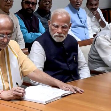 NDA Vice Presidential Candidate CP Radhakrishnan Files Nomination With PM Modi, Senior Leaders