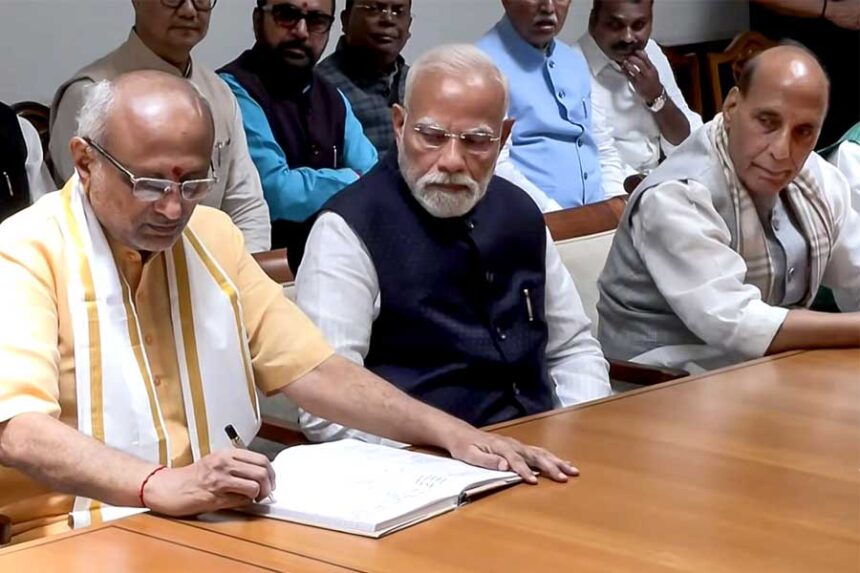 NDA Vice Presidential Candidate CP Radhakrishnan Files Nomination With PM Modi, Senior Leaders