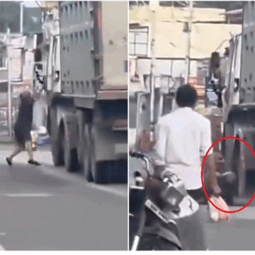 Miraculous Escape in Dehradun: Biker Risks Life to Stop Speeding Mining Dumper