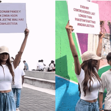 Poonam Pandey Cheers for Team India on Mumbai Streets Ahead of India vs Pakistan Asia Cup Clash