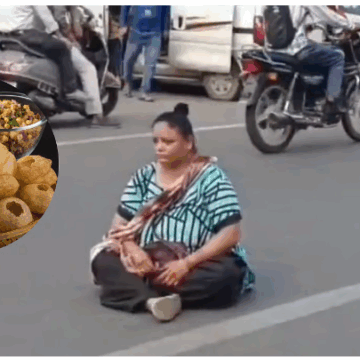 Vadodara Woman Sits on Busy Road Protesting Over Being Served Fewer Pani Puris, Video Goes Viral