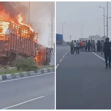 Aligarh Highway Accident: Car-Truck Collision Sparks Fire, 4 of Family Dead, 1 Critically Injured