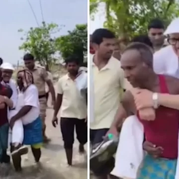 Bihar Floods: Villagers Carry ‘Unwell’ Congress MP Tariq Anwar on Shoulders in Katihar, Sparks Row